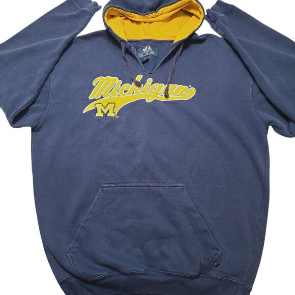 J America Michigan Wolverines Pullover Hoodie Embroidered Spellout Logo Size XL - Picture 1 of 7
